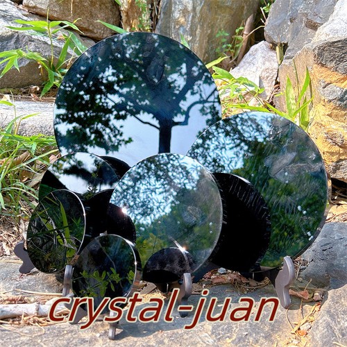 Espejo Obsidiana Natural Cuarzo Cristal Scrying Plato Decoración Hogar con Soporte - Imagen 42 de 107