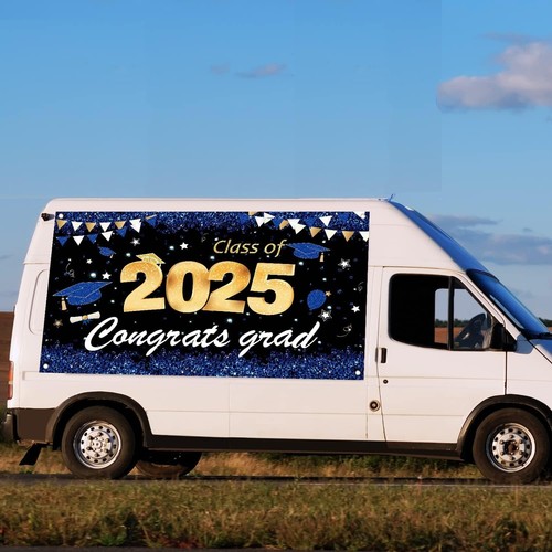 Navy Blue Graduation Party Decorations Gold Blue Congrats Grad Banner Class o... - Picture 3 of 7