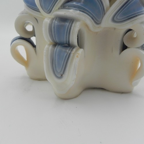 VTG Hand Dipped Carved Candle 7" Ribbon Curl, Country Core Blue White Decor USA - Picture 8 of 12