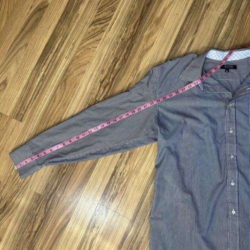 Bogari Men's Button Up Blue And White Striped Plaid Cuffs Size Extra Large Italy - Picture 4 of 9