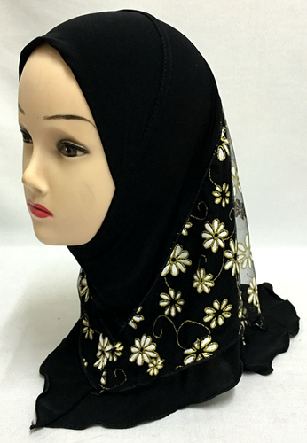 Lace Muslim Hijab Kids Baby Girls Shawls Scarf Islamic Child Hat 2-6Y - Picture 28 of 41