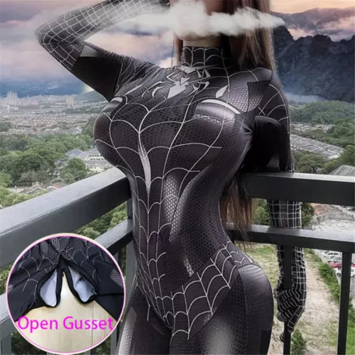 Adult Women Spiderman Cosplay Costume Sexy Jumpsuit Tight Fitting Suit Dress AU - Picture 5 of 27