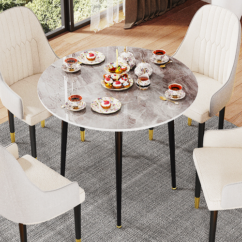 Esstisch Rund Küchentisch Esszimmertisch Rundtisch 80 cm Modern Granit Optik  - Bild 1 von 9