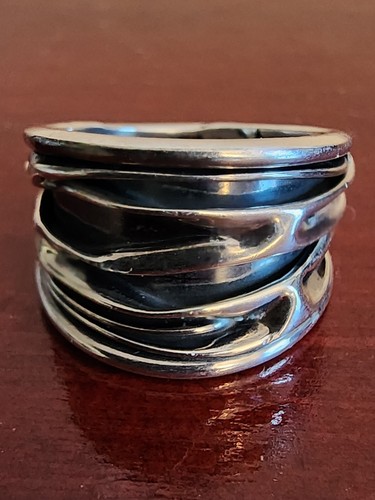 VINTAGE 925 STERLING SILVER CRUSHED CAN PATTERN RING. SIZE 11. 7.36GRS - Picture 2 of 8