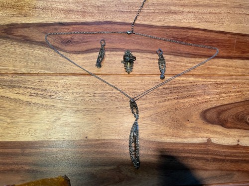 konplott schmuckset Brisur Mad Max selten, kette, ohrringe , ring, silber/bronze - Bild 2 von 3