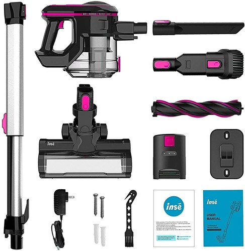 Aspirapolvere Scopa Elettrica Rosa con Filo Senza Sacco Spazzola con Luce LED - Foto 7 di 12