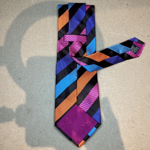 £140 ETRO MENS BRIGHT MULTI COLOURED BARBERS STRIPE SILK TIE ITALIAN MADE Y2 - Picture 5 of 9