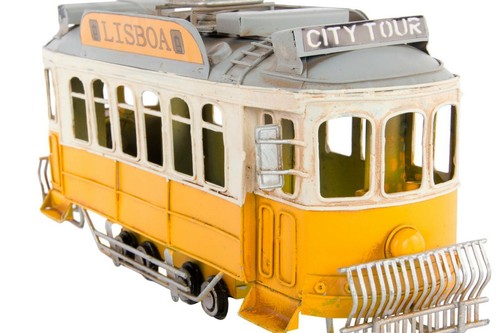 TRAM GIALLO MODELLINO IN METALLO LATTA DA COLLEZIONE REGALO E SOPRAMMOBILE - Foto 2 di 2
