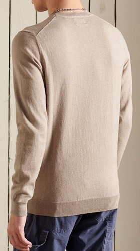 Superdry Hombre Jersey De Algodón Vintage Cuello Redondo Tejido Suéter Avena Marl - Imagen 2 de 3