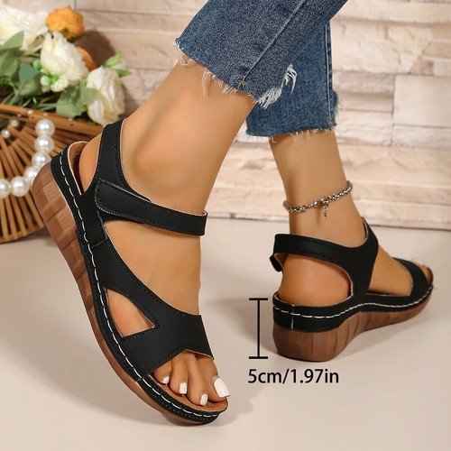 UK Damen-Sandalen mittelhoher Keilabsatz bequeme Wander-Pantoletten Größe//* - Bild 6 von 30
