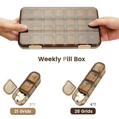 7-28 Grids Pill Box Large Capacity Medicine Box Weekly Tablet Organizer Tools - Picture 3 of 26