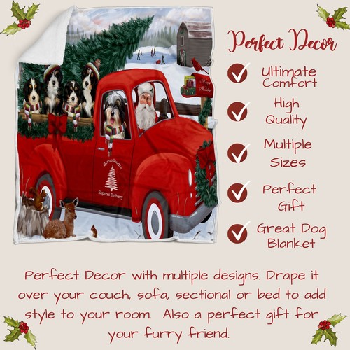 Bernedoodle Dog Blanket Personalized Throw Woven Fleece Sherpa Christmas NWT - Picture 5 of 33