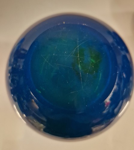 EARLY MDINA BLUE GREEN GLOBE VASE HEIGHT 10CM X WIDTH 9.5CM - Picture 6 of 6