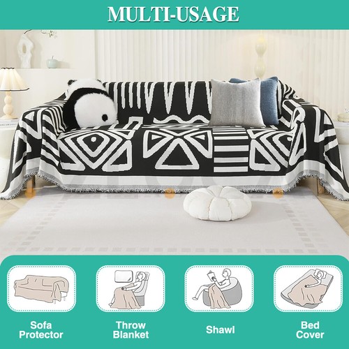 Reemony Thick Boho Couch Cover Series Chenille Anti-Scratch Sofa Cover Protector - Picture 8 of 64