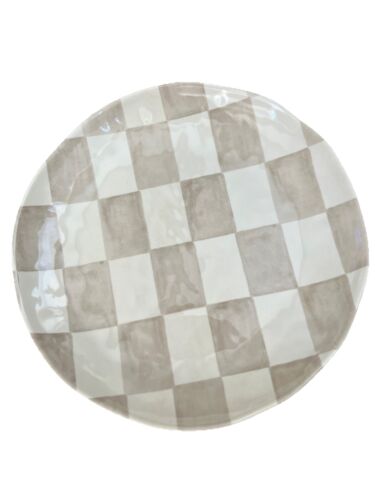 NEW Checkered 6.5” Brown Melamine Plates Plate Shiny Finish Appetizer Set/4 - Picture 2 of 3