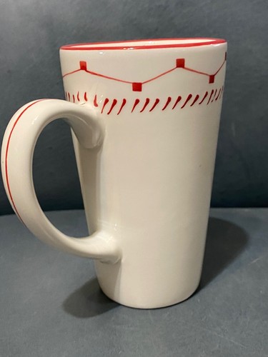 Red & White Tall Hot Chocolate Coffee Mug Hausenware Mary Jane Mitchell Holiday - Picture 3 of 7