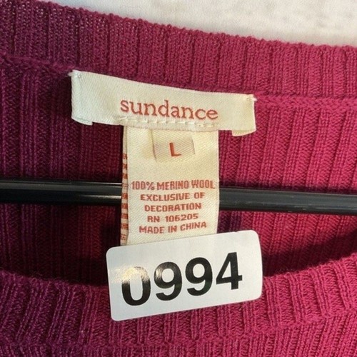 NWOT Sundance Velvet Patch Knit CrewNeck Sweater Women Size L Maroon 100% Wool - Picture 3 of 7