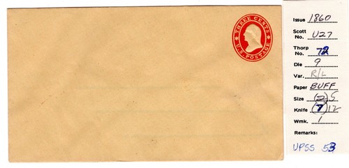 Star Die U27 Postal Entire UPSS #53   UPSS CV$45 - Picture 1 of 3