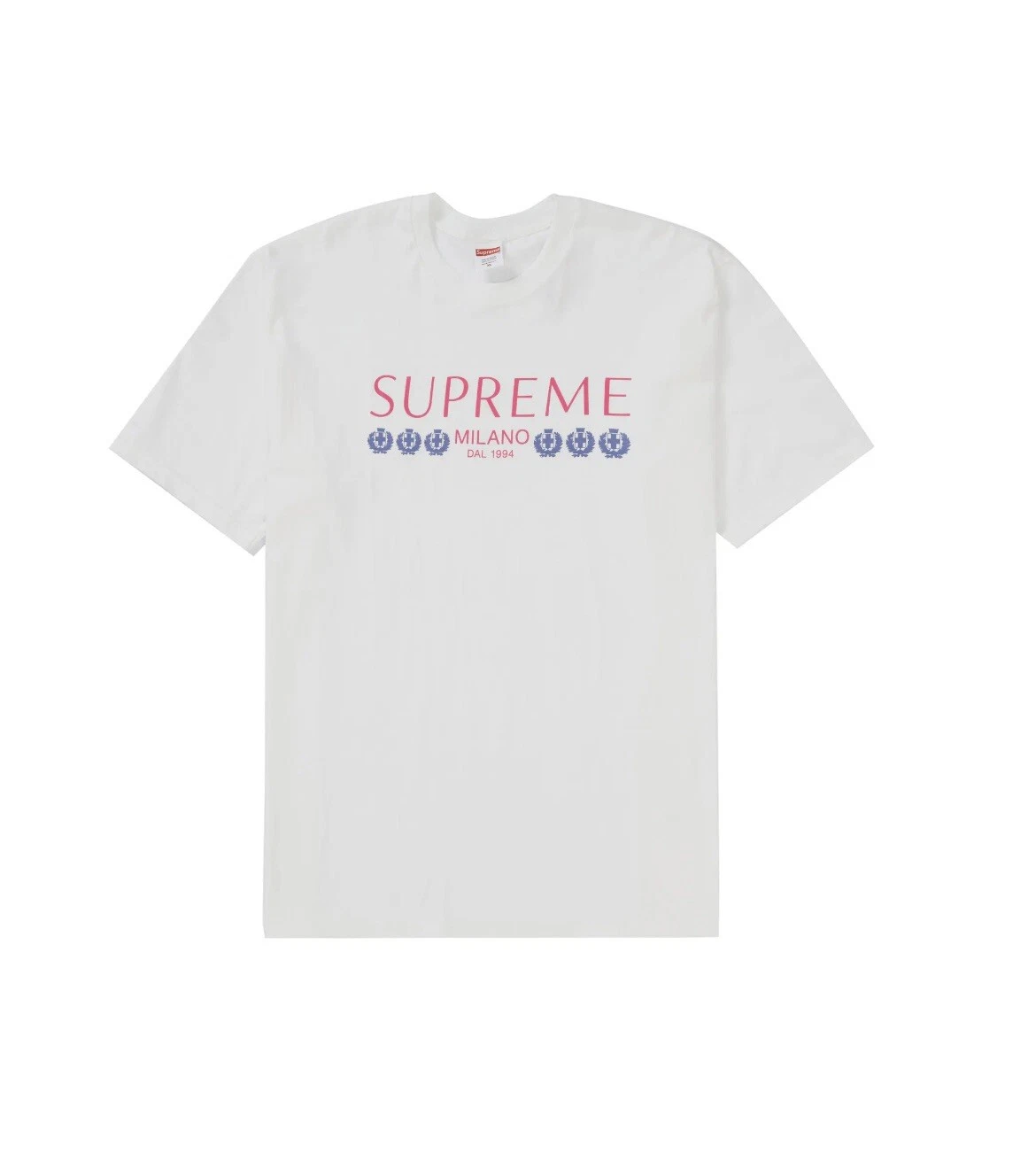 T shirt blanc suprême Supreme Milano Tee SS21 petit logo suprême rose/bleu