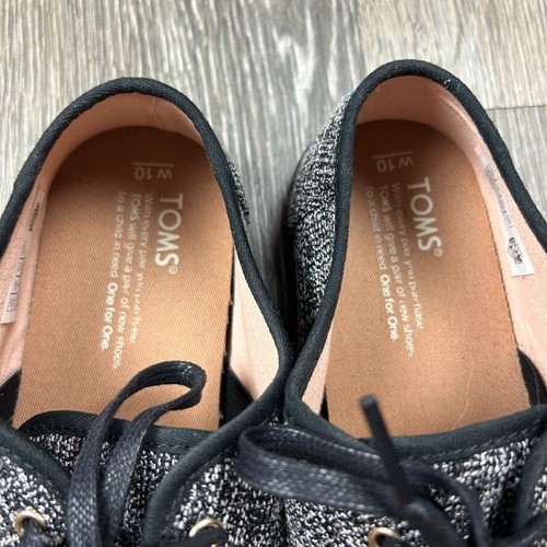 Toms Paseo Shoes 10012993 Black Speckle Lace Up Low Top Sneaker Women's Size 10 - Picture 5 of 9