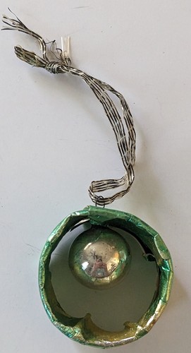 Vtg Homemade Christmas Ornament Cardboard Paper Mercury Glass 1.5" - Picture 1 of 7