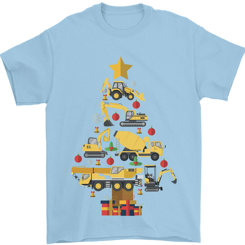 Camiseta De Hombre Con Grúa De Camión Excavador De Árbol De Navidad 100% Algodón - Picture 7 of 95