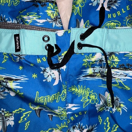 Hurley Boys 18/29 Blue Tropical Surf Board Swim Shorts. New W Tags - Picture 7 of 11