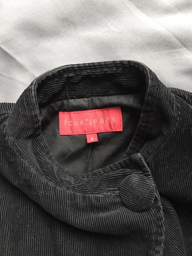 Vintage French Connection Black Corduroy Embroidered Jacket Size 6 - Picture 12 of 12