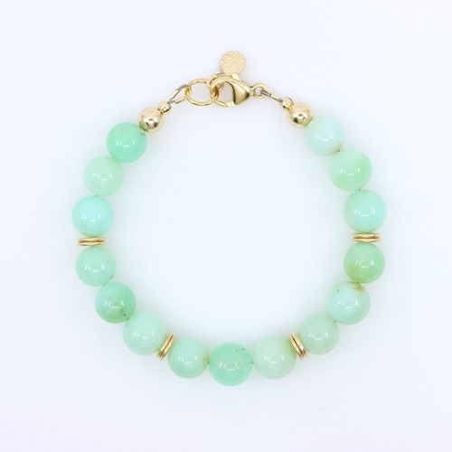 Green Australian Chrysoprase Bracelet with Lobster Clasp, Large 10mm Gemstones - Picture 2 of 4