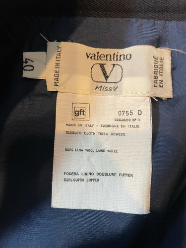 "Falda Lápiz de Colección Valentino Miss V Azul Marino Lana Botón Detalle Talla 40/25" - Imagen 7 de 9