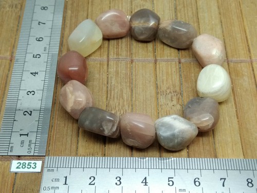 Bracelet PIERRE DE LUNE ORTHOSE perles en pierres roulées - import USA - reiki - Picture 1 of 2