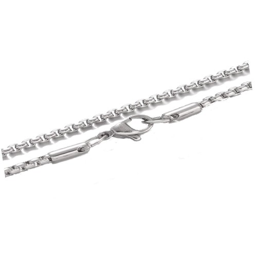 CATENINA COLLANA IN ACCIAIO INOX MAGLIA BOX 60 CM x 2,5 MM DA UOMO E DONNA - Foto 8 di 8