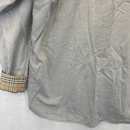 Burberry London Button Up Shirt Mens Sz 17L Contrast Flip Cuffs House Check Gray - Picture 11 of 15
