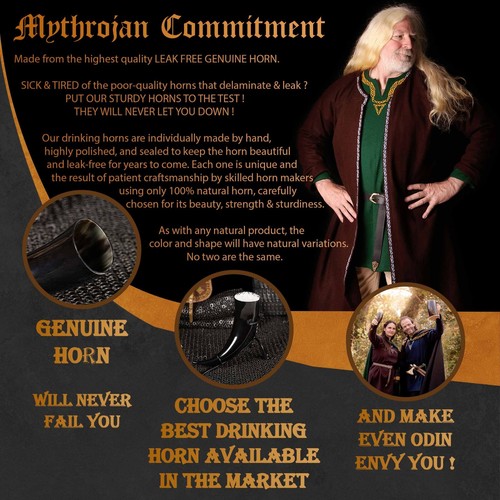Wikinger Horn Becher Trink Bier Ale Becher Game of Thrones Krug Wein Rind 500 ml - Bild 2 von 13