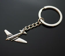 Vintage Airplane Plane 30mm Silver Pendant Keychain