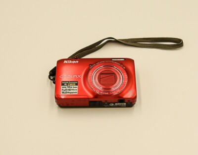 Nikon Coolpix S6300 Red 16MP 10X zoom with charger, cables