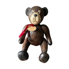 Vintage Hand Made Solid Wood Jointed Teddy Bear Movable Arms Legs  Head