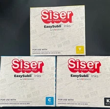 Siser Easy Subli Ink SG400/800 Lot 3 (Black K Cyan Yellow ) NIP Exp 6/30/22