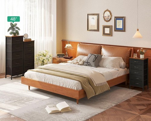 Chic 48" Tall Dresser Chest with 5 Smooth-Glide Storage Drawers in Vintage Black - Picture 11 of 12