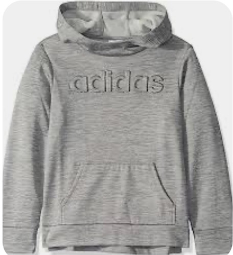 Adidas Big Girls Embossed-Logo Hoodie - Gray - Medium (10/12)