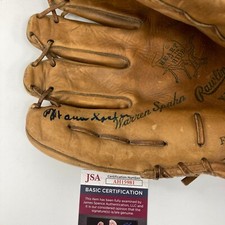 Warren Spahn Signed 1950's Game Model Baseball Glove JSA COA