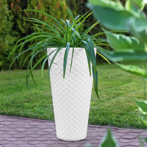 Round Tall Plant Pot Elegant Large Flower Indoor Outdoor Garden Planters White - Picture 51 of 51