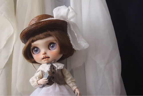 Bambola Icy personalizzata Blythe taglia OOAK marrone Bob 1/6 artista bambola senza vestito con cappello 2505M - Foto 3 di 10