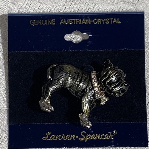 Österreichische Kristall NEAPOLITANISCHE MASTIFF Hund Emaille Anstecknadel Lanren-Spencer NEU Brosche - Bild 2 von 6