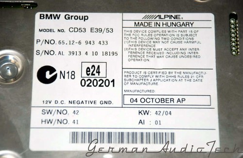 BMW BUSINESS CD MP3 PLAYER RADIO STEREO 1996+ E39 525 530 540 M5 E53 X5 OCT 2004 - Picture 4 of 4