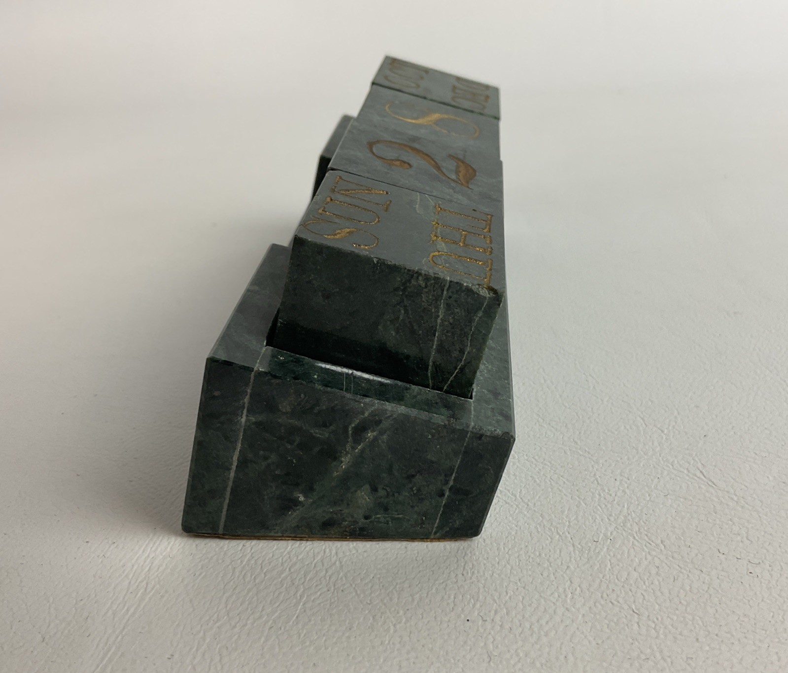 Vintage marble block calendar date month Day