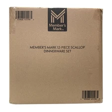 Member's Mark 12-Piece Scallop Stoneware Material Dinnerware Set, Cream