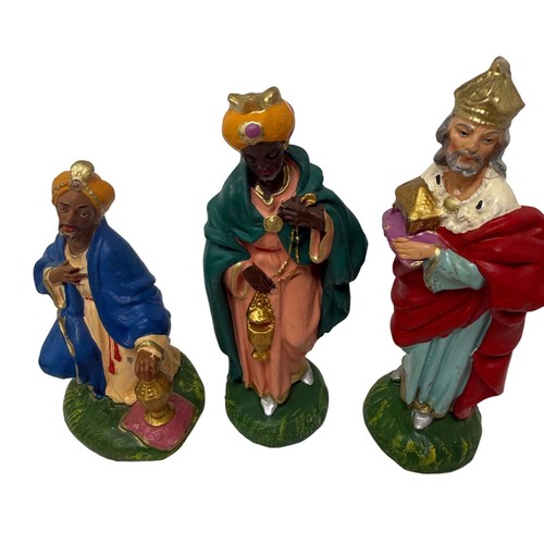 Presepe italiano vintage dipinto a mano set 9 pezzi statuine decorazione natalizia - Foto 3 di 11