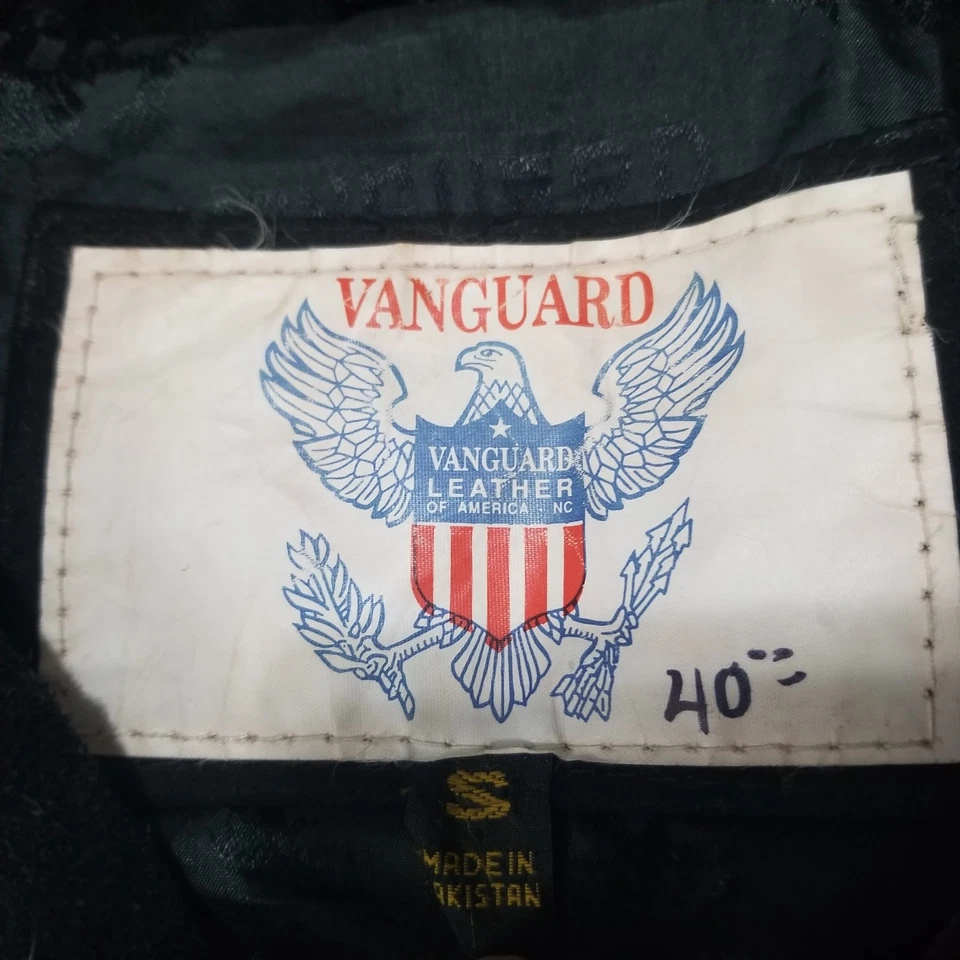 Chaqueta De Colección Vanguard Gamuza Cuero Envejecido Negro Flecos Western Talla Pequeña Foto 2 de 4