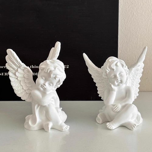 Set of 2 Cherubs Angels Resin Statue Figurine, Indoor Home Decoration, Adorab... - Picture 2 of 6